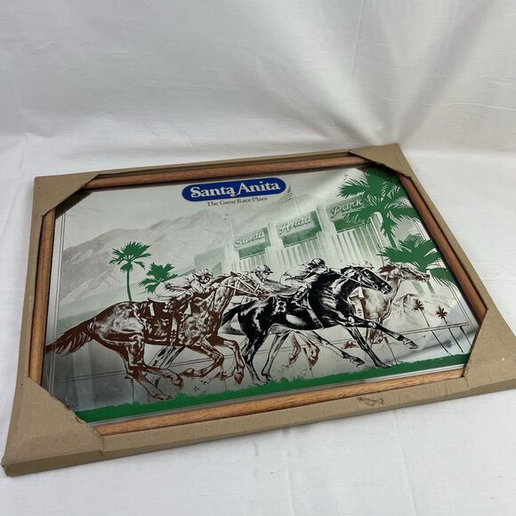 NEW‎ Vtg SANTA ANITA Horse Racing Wall Advertising MIRROR The Great Race Place - Picture 1 of 11